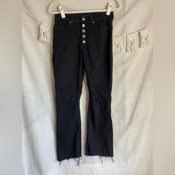 Banana Republic Premium Denim Mid-Rise Crop Flare Black Jeans Size 27 - Picture 2 of 11